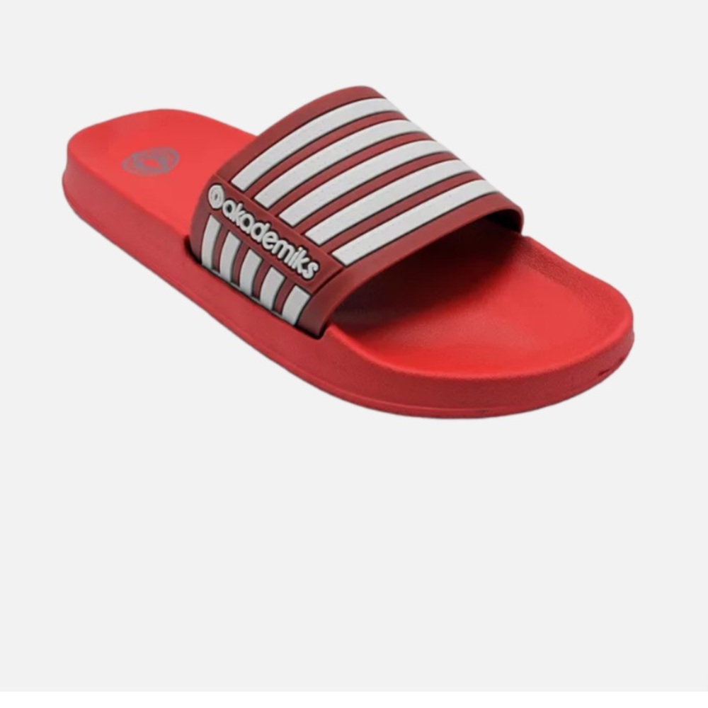 Akademiks Red and White Slide Sandals brand new 
#B